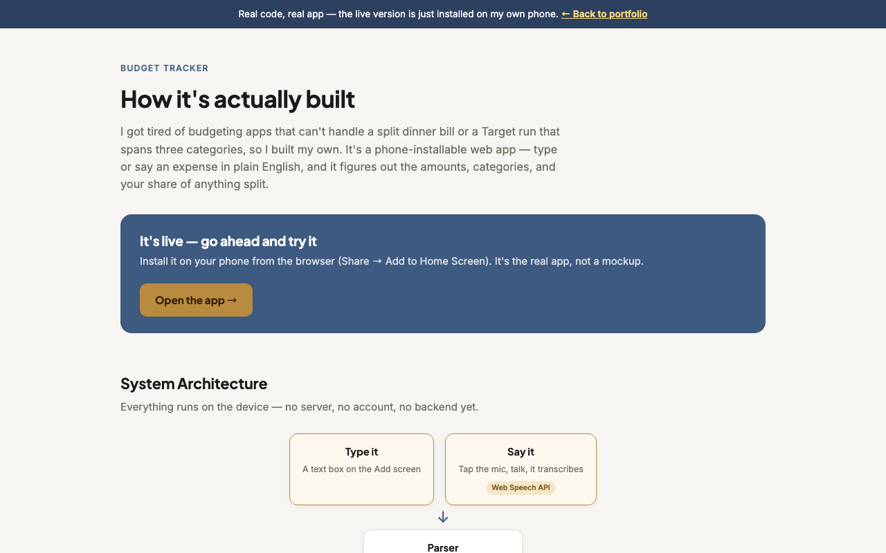 Budget Tracker architecture page