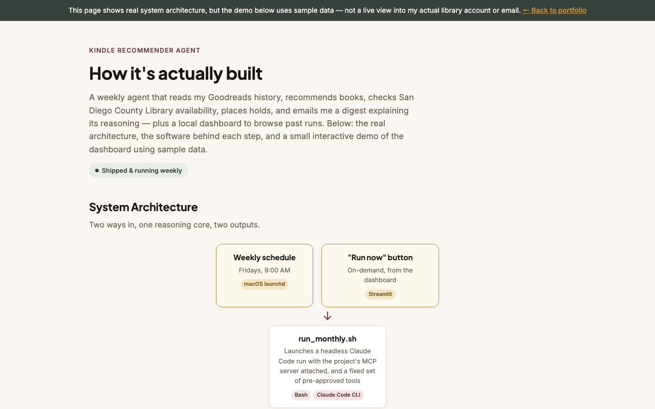 Kindle Recommender architecture page